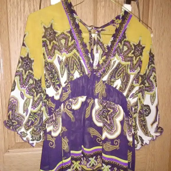 Paisley Bohemian Chiffon Top - Picture 1 of 3